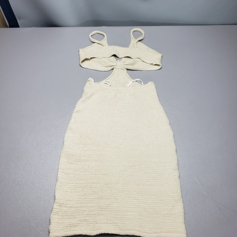 Akira open side's cream mini dress women's size small